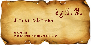 Árki Nándor névjegykártya